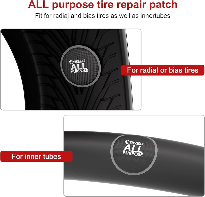 SUN SOUL 60Pcs Tire Repair Patch 57mm,Round All Purpose Patches,Heavy Duty Patches,Fast Repair Cold Patch for Car Truck Motorcycle Automobile Bike Inner Tire(SGR-57/60pcs) - Image 5